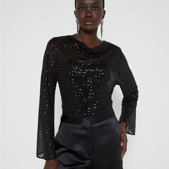 NWT ZARA NET-STYLE SEQUIN TOP - Picture 6 of 8